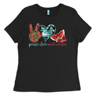 Black peace love watermelon Ladies Tee - SublimationCraftShop