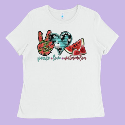 Peace Love Watermelon Ladies Tee Designed By Sublimationcraftshop