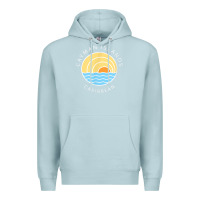 Blue Mist cayman islands retro colorful ocean sunset palm tree novelty Premium Hoodie - linhVisuals