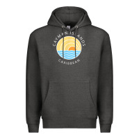 Charcoal Heather cayman islands retro colorful ocean sunset palm tree novelty Premium Hoodie - linhVisuals