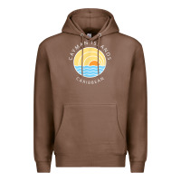 Chestnut cayman islands retro colorful ocean sunset palm tree novelty Premium Hoodie - linhVisuals