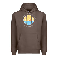 Coffee cayman islands retro colorful ocean sunset palm tree novelty Premium Hoodie - linhVisuals