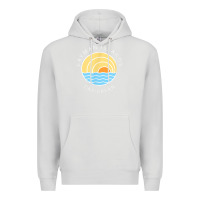 Dove Grey cayman islands retro colorful ocean sunset palm tree novelty Premium Hoodie - linhVisuals