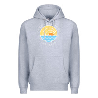 Heather Grey cayman islands retro colorful ocean sunset palm tree novelty Premium Hoodie - linhVisuals