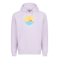 Lilac cayman islands retro colorful ocean sunset palm tree novelty Premium Hoodie - linhVisuals
