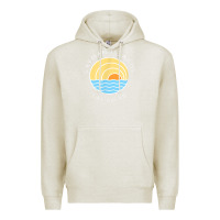 Oatmeal Heather cayman islands retro colorful ocean sunset palm tree novelty Premium Hoodie - linhVisuals