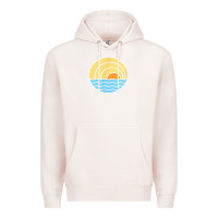 Pale Pink cayman islands retro colorful ocean sunset palm tree novelty Premium Hoodie - linhVisuals