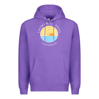 Purple cayman islands retro colorful ocean sunset palm tree novelty Premium Hoodie - linhVisuals