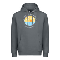 Rock cayman islands retro colorful ocean sunset palm tree novelty Premium Hoodie - linhVisuals
