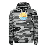 Slate Camo cayman islands retro colorful ocean sunset palm tree novelty Premium Hoodie - linhVisuals