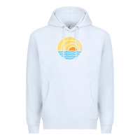 White cayman islands retro colorful ocean sunset palm tree novelty Premium Hoodie - linhVisuals