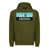 Army Green arizona shirt   saguaro cactus desert landscape t shirt Premium Hoodie - linhVisuals