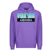 Purple arizona shirt   saguaro cactus desert landscape t shirt Premium Hoodie - linhVisuals