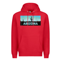Red arizona shirt   saguaro cactus desert landscape t shirt Premium Hoodie - linhVisuals