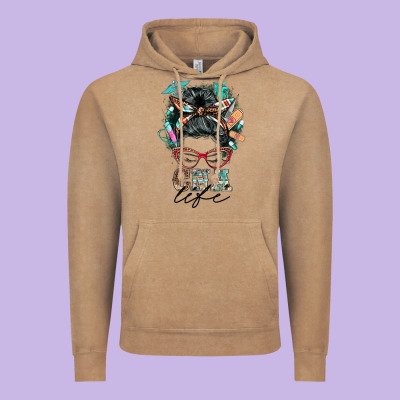 Nurse Cna Life Messy Bun Vintage Hoodie Designed By Barkaloodesign