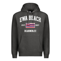 Charcoal Heather ewa beach hawaii hi vintage state athletic style t shirt Premium Hoodie - linhVisuals