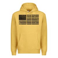 Antique Gold black american flag distressed effect minimalist premium Premium Hoodie - linhVisuals