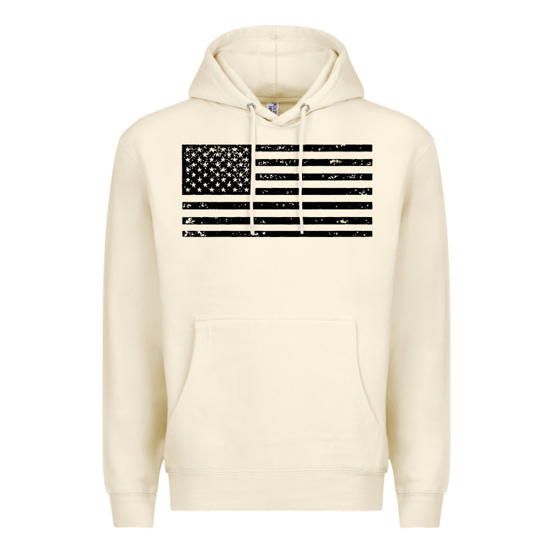 Black American Flag Distressed Effect Minimalist Premium Premium Hoodie by linhVisuals | Teevron