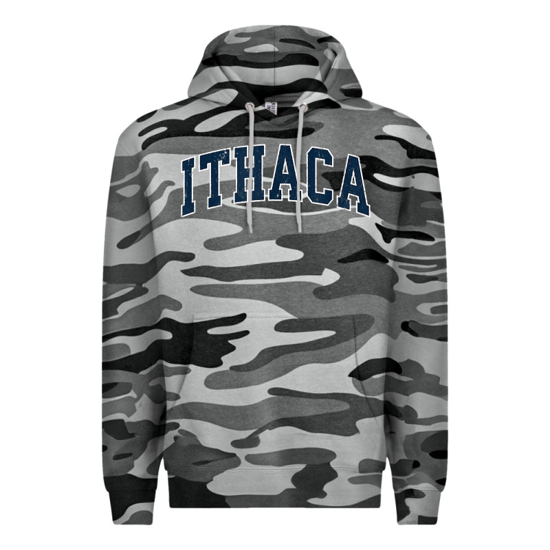 Ithaca New York Ny Vintage Sports Design Navy Design T Shirt Premium Hoodie by linhVisuals | Teevron