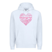 White cute love heart kindergarten teacher valentines day womens Premium Hoodie - linhVisuals