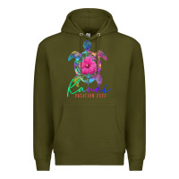 Army Green kauai hawaii vacation 2022 sea turtle flower tropical t shirt Premium Hoodie - linhVisuals