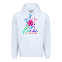 White kauai hawaii vacation 2022 sea turtle flower tropical t shirt Premium Hoodie - linhVisuals