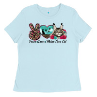 Baby Blue peace love maine coon cat Ladies Tee - LillyAllenDesigns