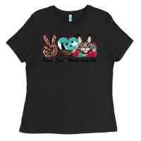 Black peace love maine coon cat Ladies Tee - LillyAllenDesigns