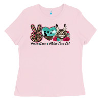 Bubblegum Pink peace love maine coon cat Ladies Tee - LillyAllenDesigns