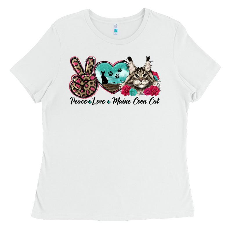 Peace Love Maine Coon Cat Ladies Tee by LillyAllenDesigns | Teevron