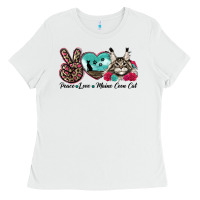 White peace love maine coon cat Ladies Tee - LillyAllenDesigns