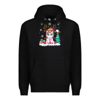 Black cute unicorn christmas shirt kid girls women deer santa xmas 1 Premium Hoodie - linhVisuals