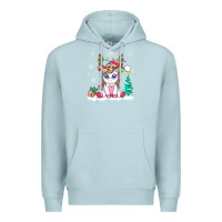 Blue Mist cute unicorn christmas shirt kid girls women deer santa xmas 1 Premium Hoodie - linhVisuals