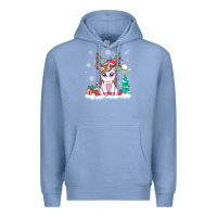 Colony Blue cute unicorn christmas shirt kid girls women deer santa xmas 1 Premium Hoodie - linhVisuals