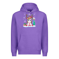 Purple cute unicorn christmas shirt kid girls women deer santa xmas 1 Premium Hoodie - linhVisuals
