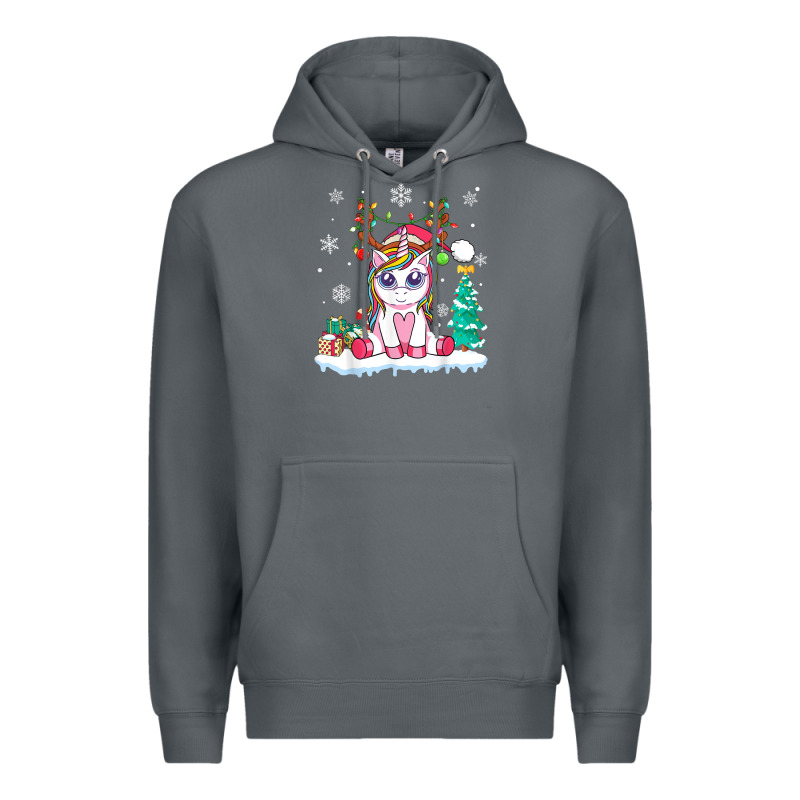 Cute Unicorn Christmas Shirt Kid Girls Women Deer Santa Xmas 1 Premium Hoodie by linhVisuals | Teevron