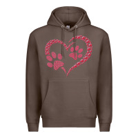 Coffee funny valentine day gift t  shirt paw print heart dog cat owner lover Premium Hoodie - linhVisuals