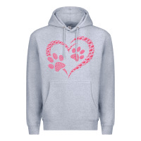 Heather Grey funny valentine day gift t  shirt paw print heart dog cat owner lover Premium Hoodie - linhVisuals