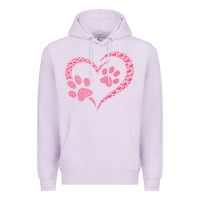 Lilac funny valentine day gift t  shirt paw print heart dog cat owner lover Premium Hoodie - linhVisuals