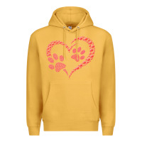 Mustard funny valentine day gift t  shirt paw print heart dog cat owner lover Premium Hoodie - linhVisuals