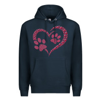 Navy funny valentine day gift t  shirt paw print heart dog cat owner lover Premium Hoodie - linhVisuals