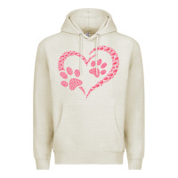 Oatmeal Heather funny valentine day gift t  shirt paw print heart dog cat owner lover Premium Hoodie - linhVisuals