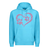 Ocean Blue funny valentine day gift t  shirt paw print heart dog cat owner lover Premium Hoodie - linhVisuals