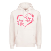 Pale Pink funny valentine day gift t  shirt paw print heart dog cat owner lover Premium Hoodie - linhVisuals