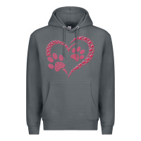 Rock funny valentine day gift t  shirt paw print heart dog cat owner lover Premium Hoodie - linhVisuals