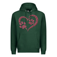 Sports Green funny valentine day gift t  shirt paw print heart dog cat owner lover Premium Hoodie - linhVisuals