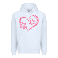 White funny valentine day gift t  shirt paw print heart dog cat owner lover Premium Hoodie - linhVisuals