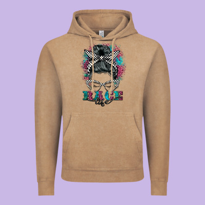 Race Life  Messy Bun Vintage Hoodie Designed By Barkaloodesign
