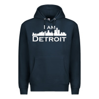 Navy I Am Detroit Premium Hoodie - linhVisuals