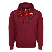 Burgundy Peace Love Firefighter Zipper Hoodie - RanaPortraitStore